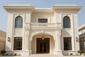 واجهة فيلا فاخرة منفذة بالجي ار سي بتصميم كلاسيكي